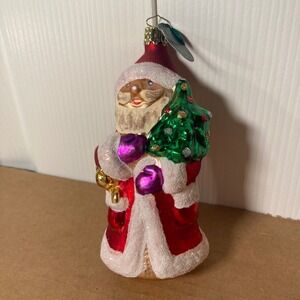 Christborn Mouth Blown Hand Painted Glass Santa Claus Christmas Ornament Germany